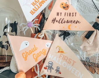 My First Halloween Flags, Pennant Flag, Pink Halloween Decor, Kid’s Halloween Party, Cute Spooky Decor, Halloween Sign, Boho Fall Decor