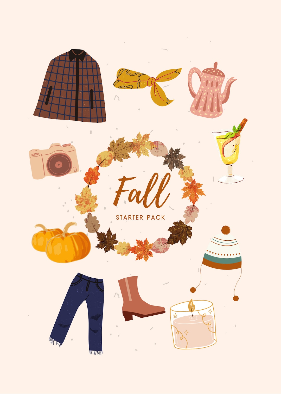 Fall Starter Pack Digital Download, Fall Decoration Printable, Cozy ...