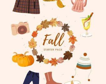 Fall Starter Pack Digital Download, Fall Decoration Printable, Cozy Fall Decorations, Pink Fall, Boho Fall Wall Art, Pumpkin Spice, Sweater