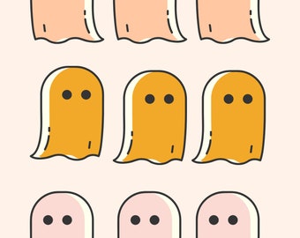 Carino fantasma Halloween stampabile, fantasmi pastello, bambini Halloween Wall Art, Download digitale, Spooky Carino, Halloween rosa, decorazioni di Halloween
