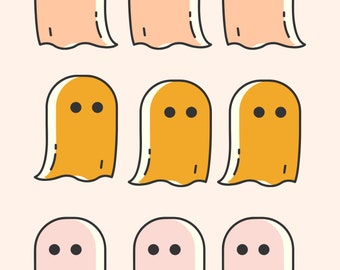 Cute Ghost Halloween Printable, Pastel Ghosts, Kids Halloween Wall Art, Digital Download, Spooky Cute, Pink Halloween, Halloween Decorations