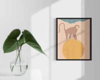 Boho Wall Art, Boho Nursery stampabile, Bambino Camera Decor, Monkey Printable, Baby Room Poster, Living Room Art, Camera da letto Decor stampabile