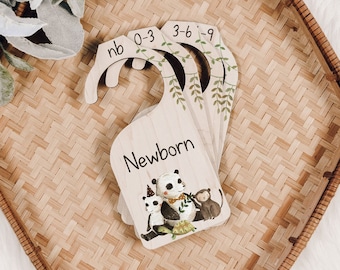 Panda & Friends Baby Wood Closet Dividers Nursery Closet Clothes Organizer Wood Clothes Divider Baby Wardrobe Dividers New Mom