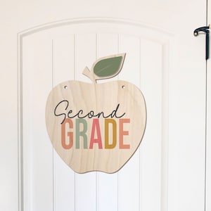 Second Grade Door Hanger Sign, teacher appreciation gift, round door hanger, teacher door sign, classroom door sign, teacher Christmas