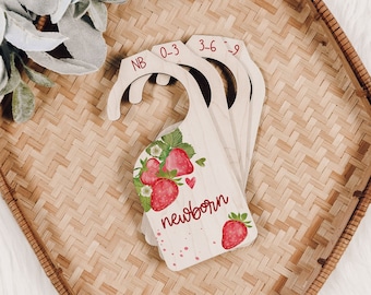 Baby Closet Dividers, Strawberry Nursery Décor, Wooden Closet Clothes Organizer, Wood Clothes Divider, Baby Wardrobe Dividers, New Mom Gift