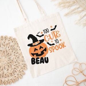 Halloween trick or treat tote bag, Custom Canvas Halloween Bag, Wicked Cute Name Tote, Personalized Gifts for Halloween, Fall Canvas Tote