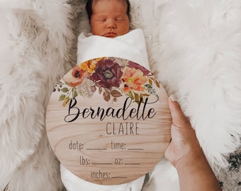 Baby Name Announcement Sign Birth Stats Wood Sign Newborn Announcement Hospital Photo Prop Girl Reveal Baby Photo Props New Baby Sign