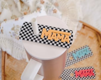 Checkered Simple Modern Name Plate, Tumbler Topper Tag Personalized, 30/40oz Tumbler Name Tags for Trek, Personalized Tumbler Topper for Lid