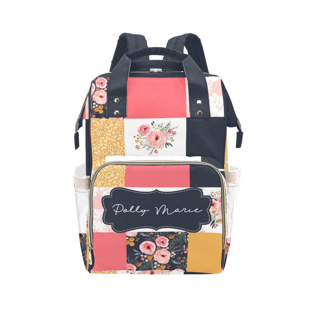Patchwork Custom Diaper Bag, Baby Name Diaper Bag, Personalized Baby