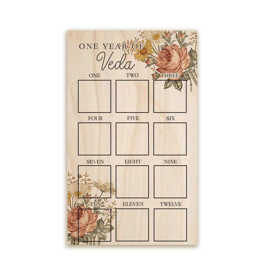 One Year of Baby Girl, First Year Board, 1st Birthday Picture Board ...