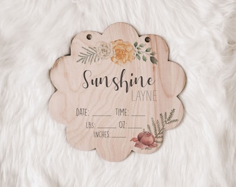 Hospital Door Hanger Girl Floral Nursery Name Sign Birth Stats Sign Girl Hospital Door Wreath Anuncio Sign Baby Keepsake New Baby Gift