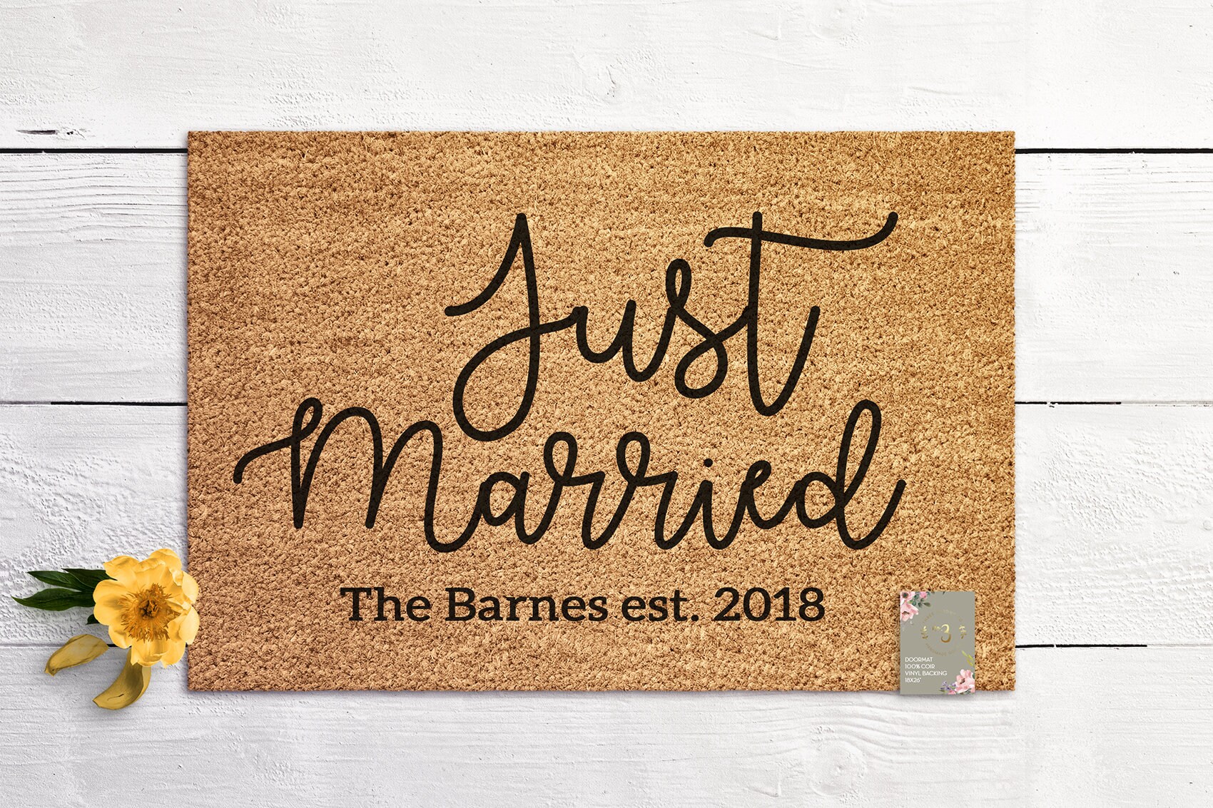 Just Married Mat Custom Door Mat Marriage Gift New Etsy