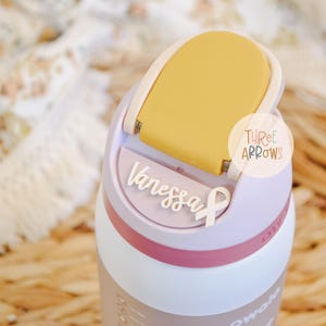 Awareness Ribbon Owala Accessories Freesip Name Plate, Adhesive Custom Matte Water Bottle Topper Tag Personalized, 16/24/32/40oz