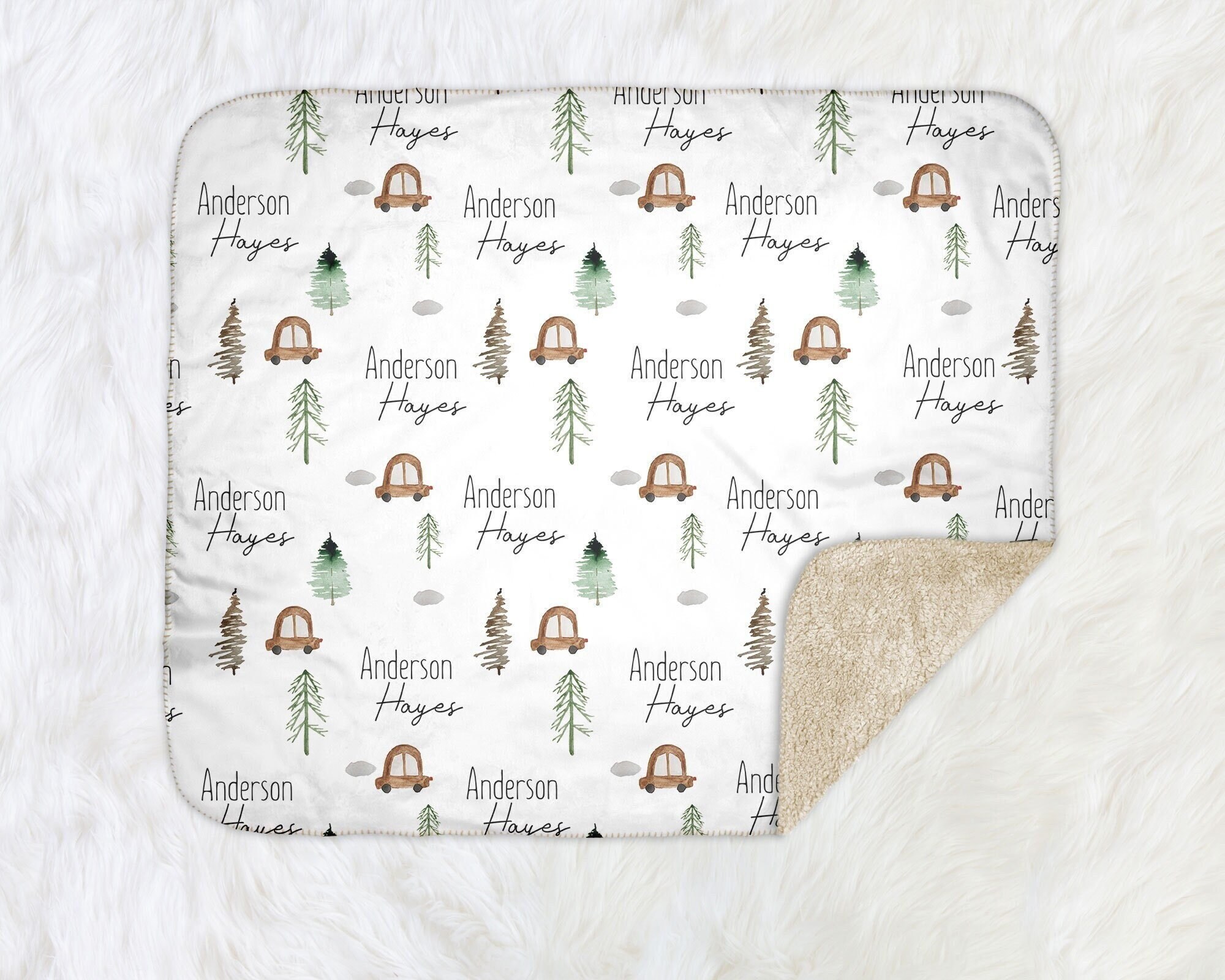Name Blanket for Baby Boy Woodland Nursery Sherpa Blanket Baby Shower…