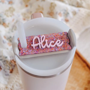 Mother&#39;s Day Stanley Cup Tumbler Name Plate Personalized, Floral Custom Tumbler Name Tags, Quencher Topper, Stanley Lid H2.0 20oz, 30/40oz