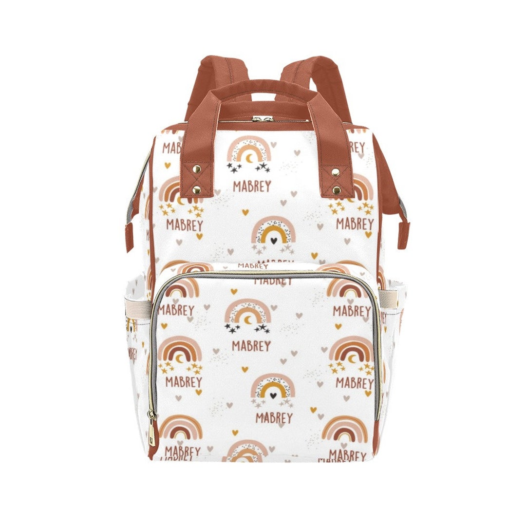 Boho Rainbow Custom Diaper Bag, Name Diaper Bag, Personalized Baby Bag