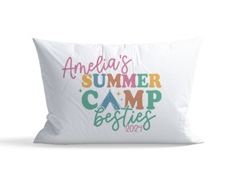 Funda de almohada Camp Friends, funda de almohada autógrafa, fundas de almohada para niños, funda de almohada con nombre personalizado, los amigos del campamento son los mejores amigos