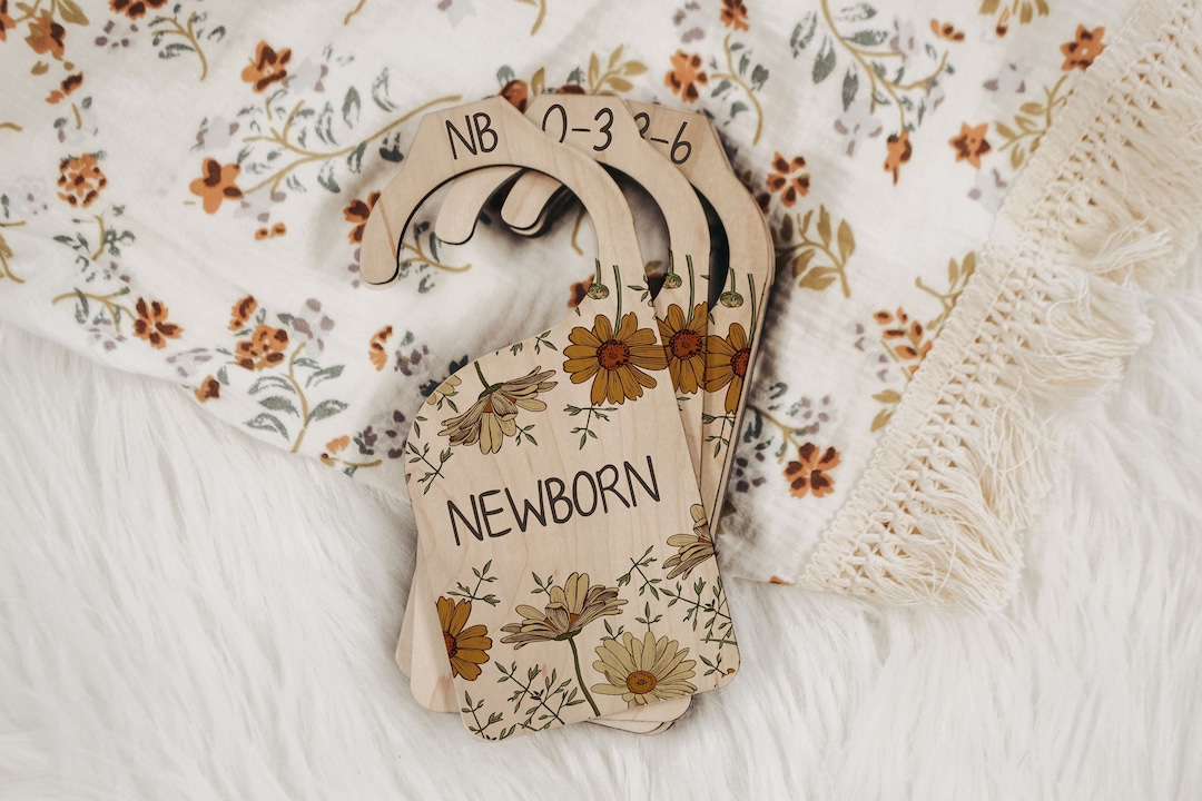 Ibwaae Wooden Baby Closet Size Divider Organizer Hanger Clothing Dividers For Newborn Nursery