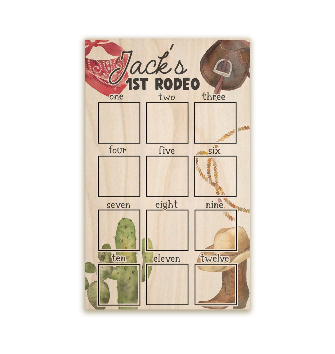 1st Rodeo One Year of Baby, Cowboy First Year Board, 1st Birthday ...