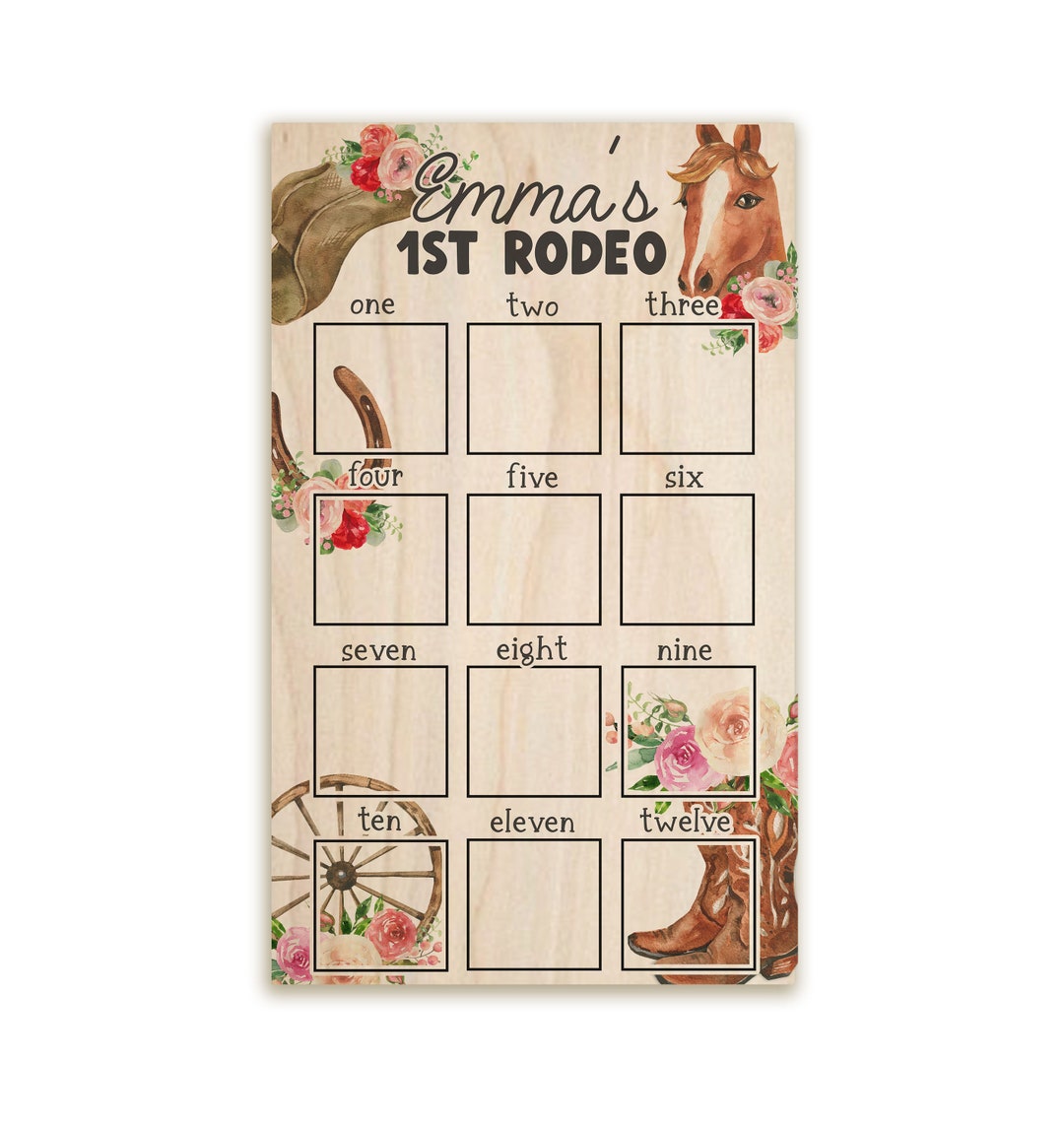 First Year Rodeo Frame 1st Rodeo Floral One Year of Baby, Cowgirl First Year Board, 1st ...