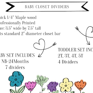 Wildflowers Baby Wood Closet Dividers Nursery Closet Clothes Organizer Wood Clothes Divider Baby Wardrobe Dividers New Mom image 3