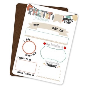1st Day Of School Sign, Reusable Dry Erase Board, Sign Back to School Sign, Personalized First Day of Kindergarten Preschool, Last Day