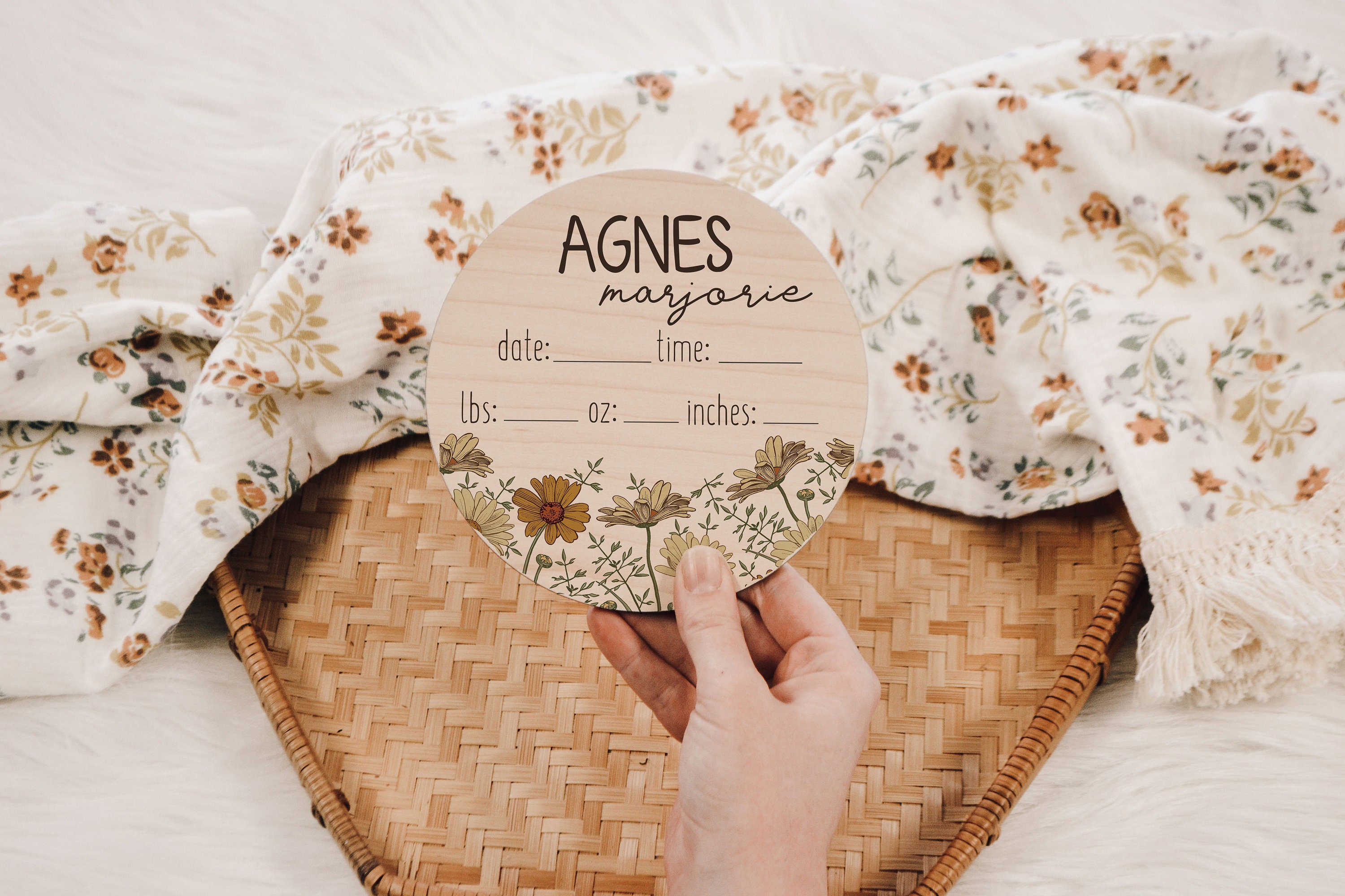 Vintage Floral Birth Stats Baby Announcement Name Sign Wood Sign ...