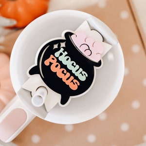 Halloween Tumbler Name Tags, Personalized Quencher Tumbler Topper, Stanley Lid H2.0 30oz, 40oz, Tumbler Name Plate Personalized Cauldron