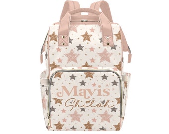 Boho Stars Custom Diaper Bag, Name Diaper Bag, Personalized Baby Bag, Name Backpack, Multiuse Backpack, New Mom Gift, Baby Shower Gift