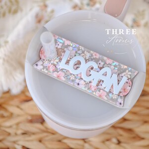Stanley Name Plate Tumbler Tag Personalized, Faux Pressed Flowers Tumbler Name Tags, Personalized Quencher Tumbler Topper, Lid H2.0 30oz40oz