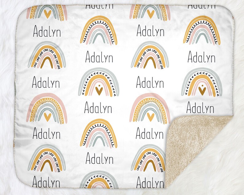 Personalized Baby Blanket Rainbow Nursery Baby Blanket Sherpa Etsy
