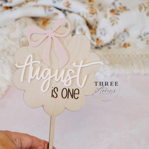 Coquette Bow Cake Topper, 1st Birthday Smash Cake Decorations, Coquette birthday, Wooden Bow Name Cake Topper, Acrylic Name Topper