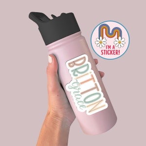 Water Bottle Sticker, Custom Name Decal, Name Stickers for Kids, Vinyl Name Decal, Name Sticker for Tumbler Baseball, Custom Name Labels