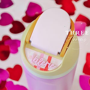 Valentine Owala Accessories Freesip Name Plate, Adhesive Custom Water Bottle Topper Tag Personalized, 16/24/32/40oz Water Bottle Tag for Lid