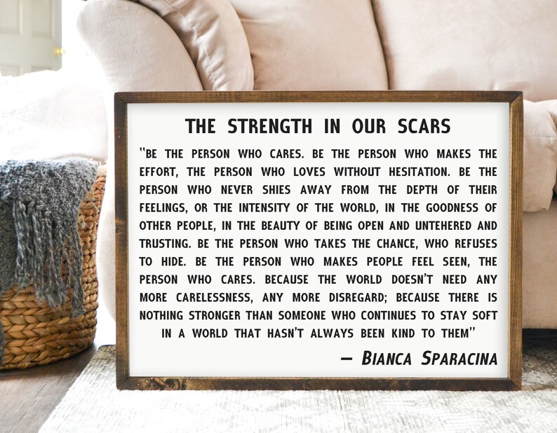 Framed Canvas Quote Sign The Strength in our Scars Etsy