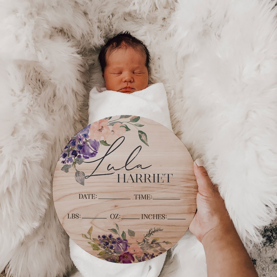 Baby Name Announcement Sign Birth Stats Wood Sign Newborn Announcement ...