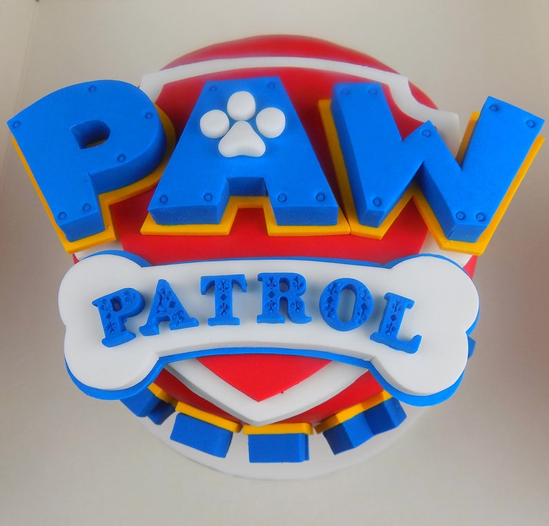 Handmade LARGE Paw Patrol RED badge personalised cake Handmade LARGE Paw Patrol RED badge personalised cake
