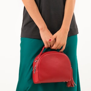 Red Crossbody Bag For Women, Leather Crossbody Purse, Ladies Crossbody Saddle Bag, Small Leather Bag, Shoulder Bags