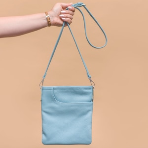 Mini sac à main crossbody - Sac crossbody en cuir - Sac à bandoulière bleu - Sac à main Messenger - Cadeau pour elle - Sac à corps Cross pour femmes