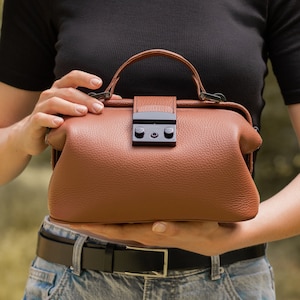 Soft Leather Doctor's Bag, Handmade Woman's Bag, Brown Leather Handbag, Leather Vintage Bag For Everyday Use image 1