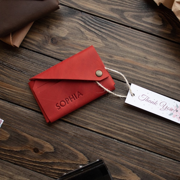 Red Leather Wallet - Etsy
