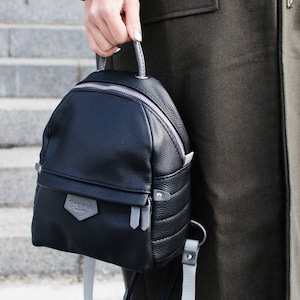 Small Leather Backpack, Women Backpack, Black Backpack, Everyday Rucksack,Gift for Her, Hipster Backpack, Festival Backpack