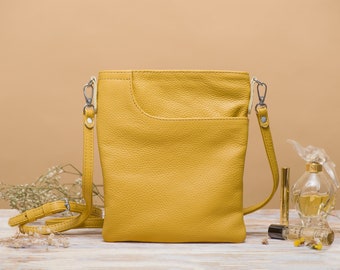 Bolso bandolera pequeño de piel - Bolso bandolera para mujer - Bolso bandolera de piel con cremallera - Estilo moderno para uso diario