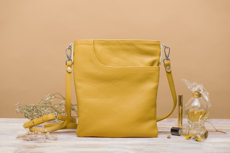 Petit sac à bandoulière en cuir - Sac à main porté épaule pour femme - Sac messager en cuir avec fermeture à glissière - Style tendance pour un usage quotidien image 1