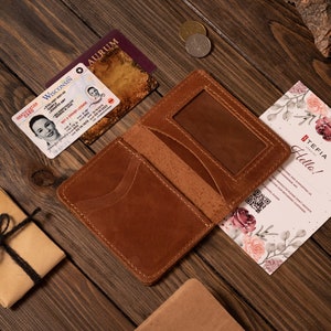 Cartera de cuero personalizada para hombre, billetera delgada con bolsillo frontal, tarjetero de cuero, billetera de cuero personalizada para hombre, regalo para hombre imagen 3