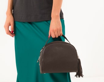 Brown Crossbody Purse For Women, Ladies Modern Shoulder Bag, Medium Leather Bag For Her, Cross Body Bag
