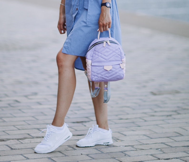 city backpack leather bag Laptop backpack Handmade rucksack Pink Leather backpack canvas backpack Lavender Leather backpack