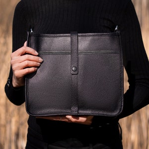 Sac crossbody en cuir noir, sac à main pour femme, petit sac à main en cuir avec sangle réglable, sac à main bandoulière cross body, sac de voyage