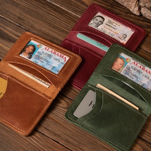 Cartera pequeña para mujer, Cartera de cuero para mujer, Cartera de cuero para hombre, Tarjetero, Cartera pequeña personalizada para mujer, Regalo de primer aniversario para ella imagen 7