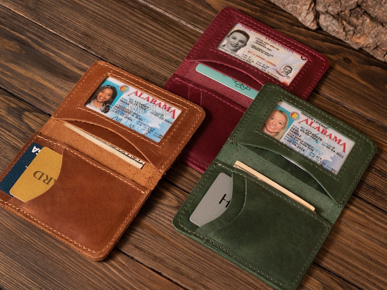 Cartera pequeña para mujer, Cartera de cuero para mujer, Cartera de cuero para hombre, Tarjetero, Cartera pequeña personalizada para mujer, Regalo de primer aniversario para ella imagen 7